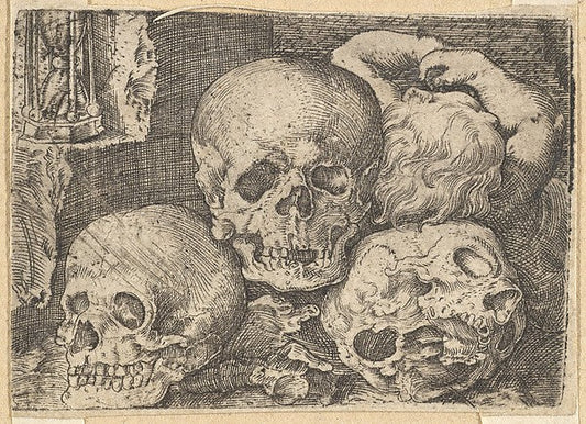 Child with Three Skulls  early 16th cent-Barthel Beham , vintage art, A3 (16x12") Poster Print