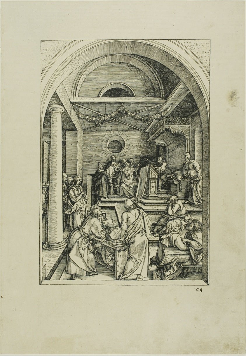 Christ Among the Doctors, from The Life of the Virgin by  Albrecht Dürer, 23x16"( A2 size) Poster Print