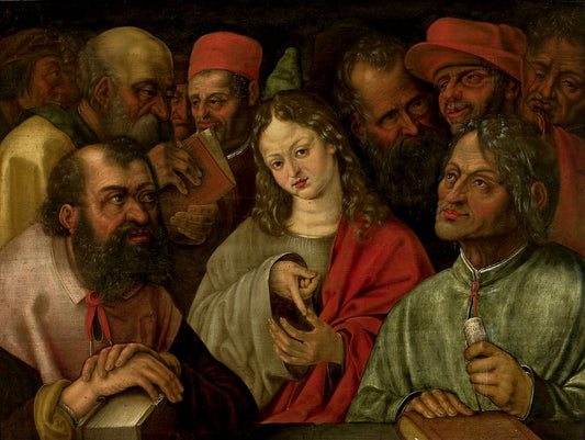 Christ among the doctors, vintage artwork by Hans Hoffmann, A3 (16x12") Poster Print