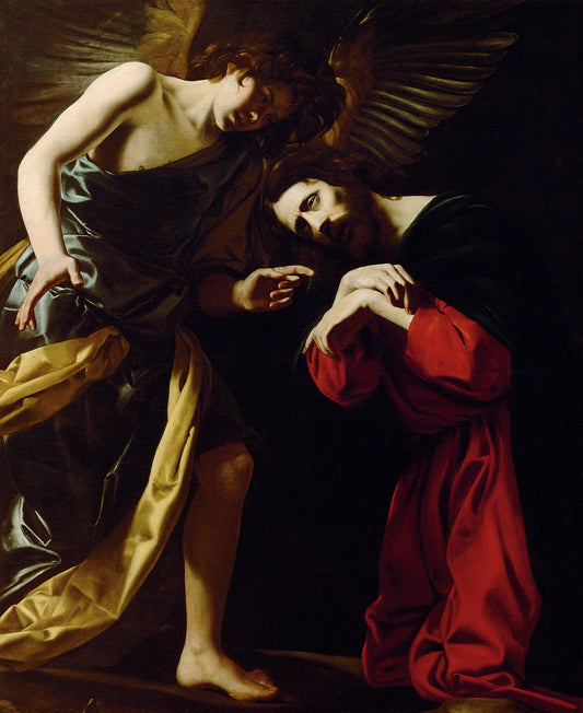 Christ and the Angel, vintage artwork by Giovanni Battista Caracciolo, 12x8" (A4) Poster