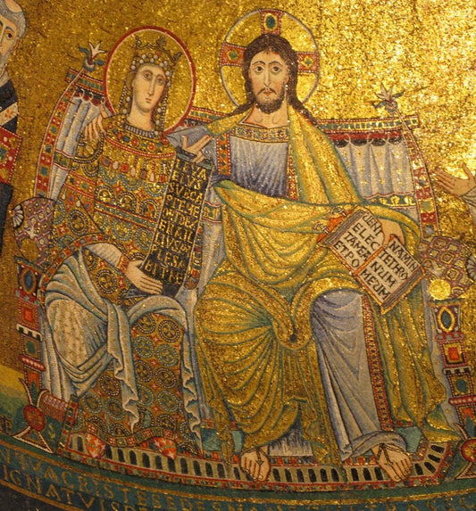 Christ and the Virgin Enthroned, vintage artwork by Pietro Cavallini, 12x8" (A4) Poster