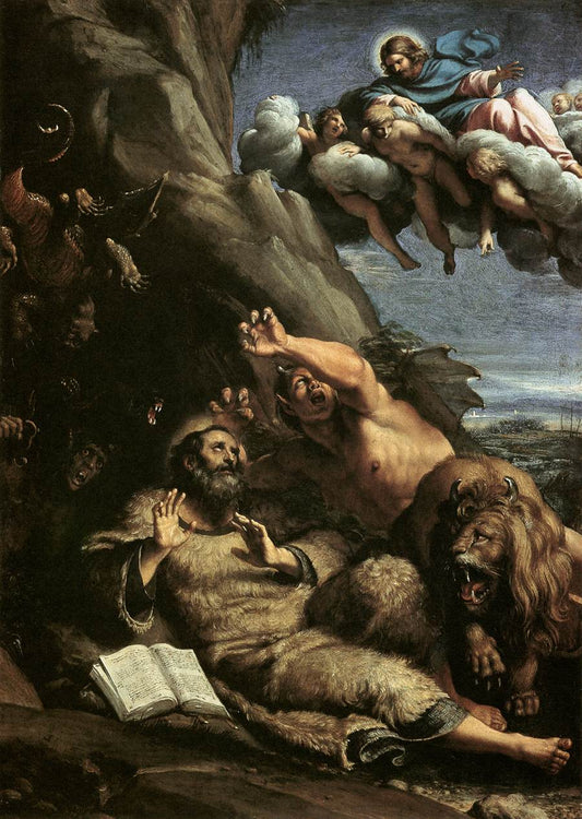 Christ Appearing to Saint Anthony Abbot, vintage artwork by Annibale Carracci, A3 (16x12") Poster Print
