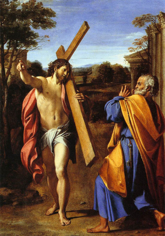 Christ appearing to Saint Peter on the Appian Way, vintage artwork by Annibale Carracci, A3 (16x12") Poster Print