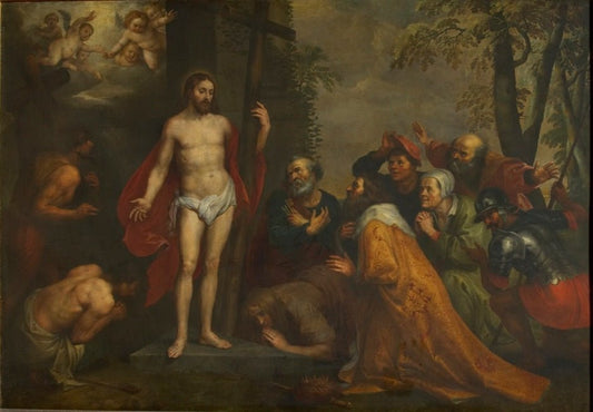 Christ appears to the repentant sinners, vintage artwork by Maarten Pepyn, 12x8" (A4) Poster