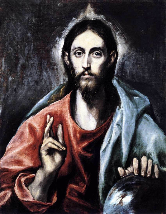 Christ as Saviour, vintage artwork by El Greco, 12x8" (A4) Poster