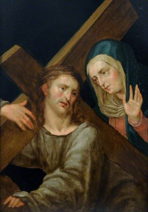 Christ Bearing the Cross with the Virgin Mary, vintage artwork by Bartolome González y Serrano, A3 (16x12") Poster Print