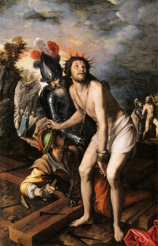 Christ being Nailed to the Cross, vintage artwork by Vincenzo Campi, A3 (16x12") Poster Print