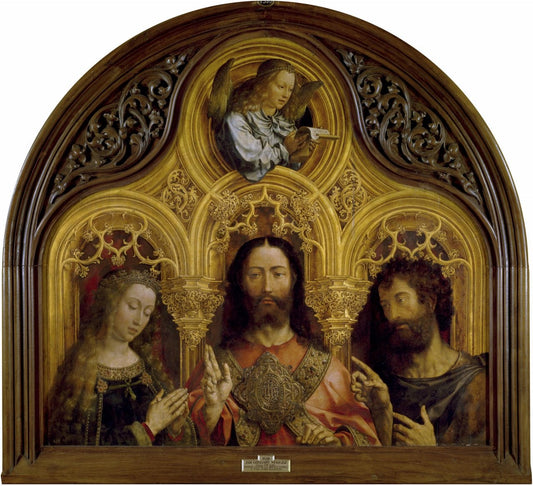 Christ between the Virgin Mary and Saint John the Baptist, vintage artwork by Jan Gossaert, A3 (16x12") Poster Print