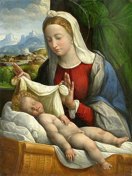 Christ Child Sleeping, vintage artwork by Il Garofalo, A3 (16x12") Poster Print