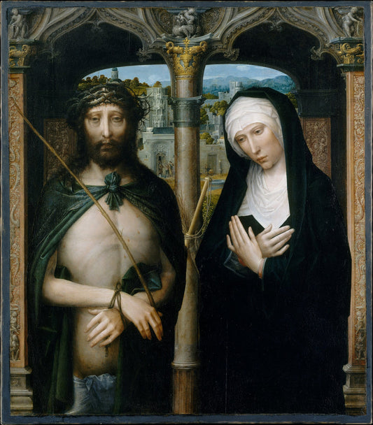 Christ Crowned with Thorns and the Mourning Virgin, vintage artwork by Adriaen Isenbrandt, A3 (16x12") Poster Print