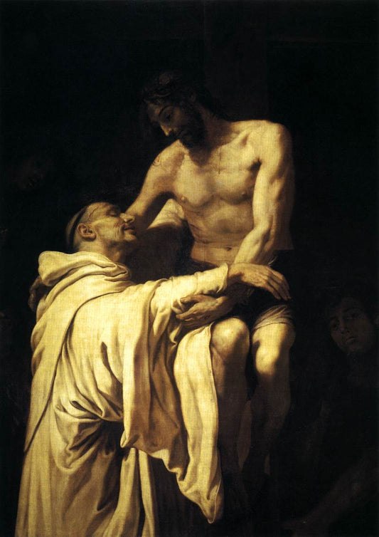 Christ Embracing St Bernard, vintage artwork by Francisco Ribalta, A3 (16x12") Poster Print