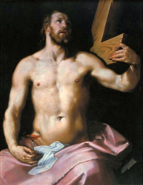 Christ holding the Cross and a Chalice, vintage artwork by Cornelis van Haarlem, A3 (16x12") Poster Print