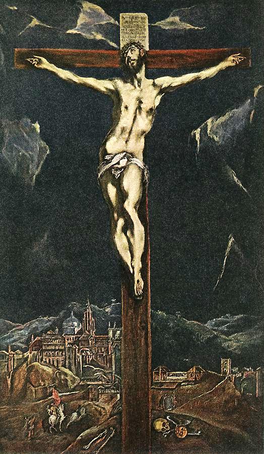 Christ in Agony on the Cross, vintage artwork by El Greco, 12x8" (A4) Poster