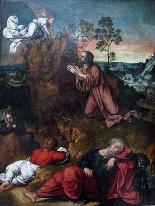 Christ in Gethsemane with Sleeping Disciples, vintage artwork by Bernaert van Orley, A3 (16x12") Poster Print