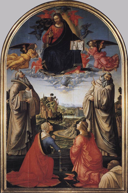 Christ in Heaven with Four Saints and a Donor, vintage artwork by Domenico Ghirlandaio, A3 (16x12") Poster Print