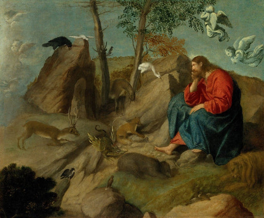 Christ in the Wilderness, vintage artwork by Moretto da Brescia, A3 (16x12") Poster Print