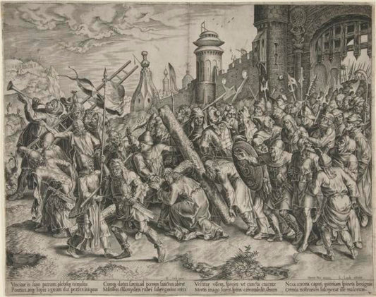 Christ Led to the Crucifixion, vintage artwork by Cornelis Cort, A3 (16x12") Poster Print