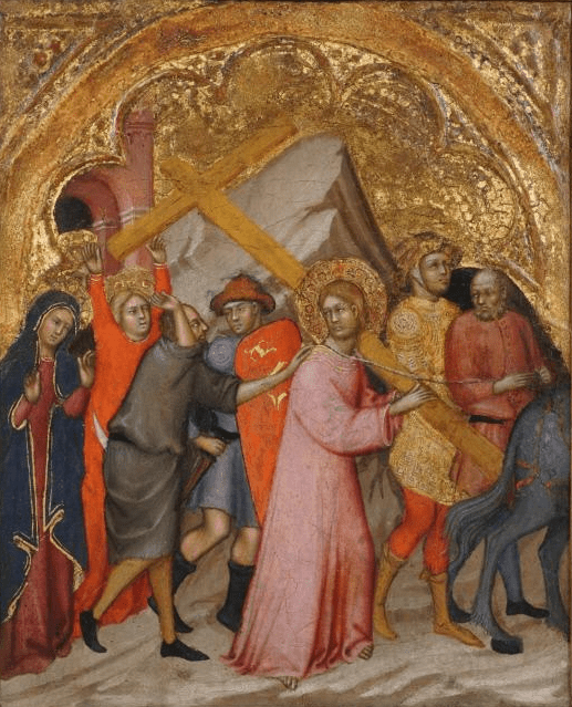 Christ on the Road to Calvary, vintage artwork by Paolo di Giovanni Fei, 12x8" (A4) Poster