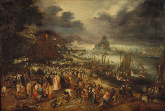 Christ Preaching from the Boat, vintage artwork by Jan Brueghel the Elder, 12x8" (A4) Poster