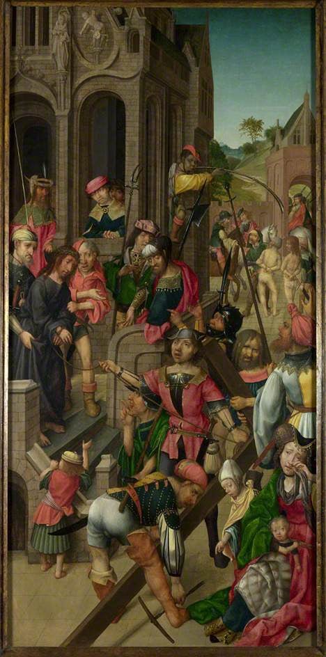 Christ presented to the People: Triptych (Scenes from the Passion of Christ):  Left Hand Panel, vintage artwork by Master of Delft, A3 (16x12") Poster Print