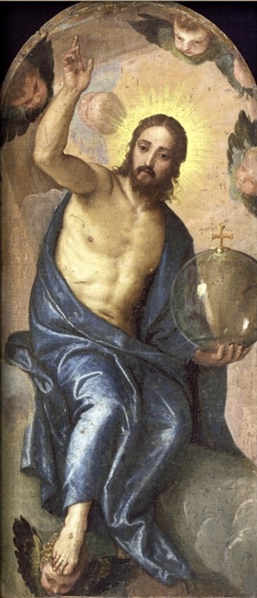 Christ Salvator Mundi, vintage artwork by Workshop of Veronese, 12x8" (A4) Poster