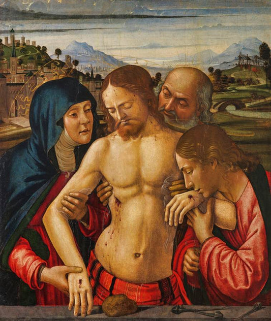 Christ Supported by  the Virgin, Sts John the Evangelist and Joseph of Arimathea, vintage artwork by Davide Ghirlandaio, A3 (16x12") Poster Print