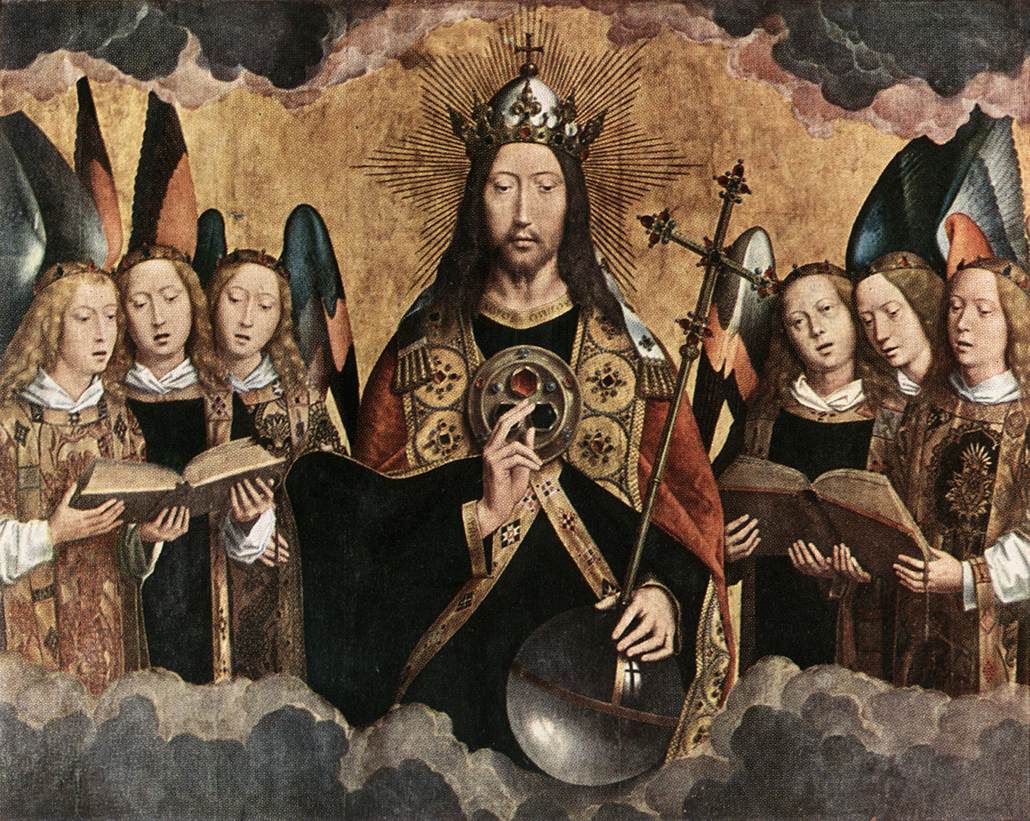 Christ Surrounded by  Musician Angels (Central panel of the Najera-triptych), vintage artwork by Hans Memling, A3 (16x12") Poster Print