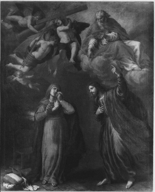 Christ Taking Leave of his Mother and Foretelling his Passion, vintage artwork by Alessandro Turchi, 12x8" (A4) Poster