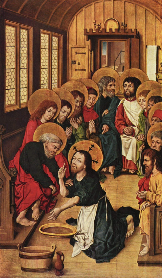 Christ Washing the Apostles' Feet, vintage artwork by Master of the Housebook, A3 (16x12") Poster Print