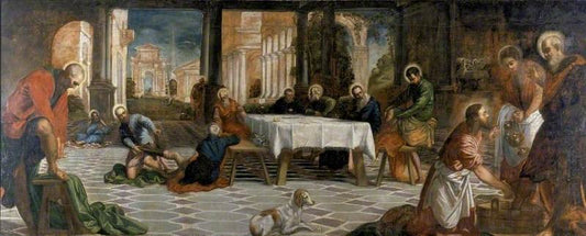 Christ Washing the Disciples' Feet, vintage artwork by Tintoretto, A3 (16x12") Poster Print