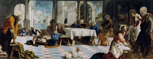 Christ Washing the Feet of his Disciples, vintage artwork by Tintoretto, A3 (16x12") Poster Print