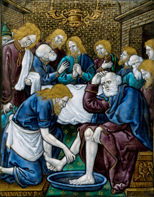 Christ Washing the Feet of Peter (plaque), vintage artwork by Pierre Reymond, A3 (16x12") Poster Print