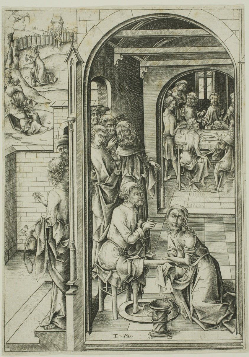Christ Washing the Feet of the Apostles by  Israhel van Meckenem, 23x16"( A2 size) Poster Print