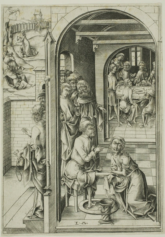 Christ Washing the Feet of the Apostles by  Israhel van Meckenem, 23x16"( A2 size) Poster Print
