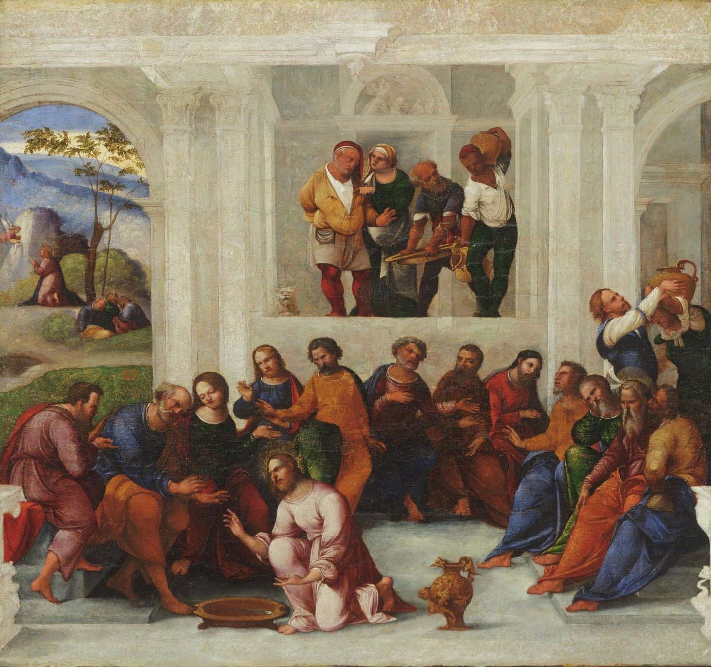Christ Washing the Feet of the Disciples, vintage artwork by Ludovico Mazzolino, A3 (16x12") Poster Print