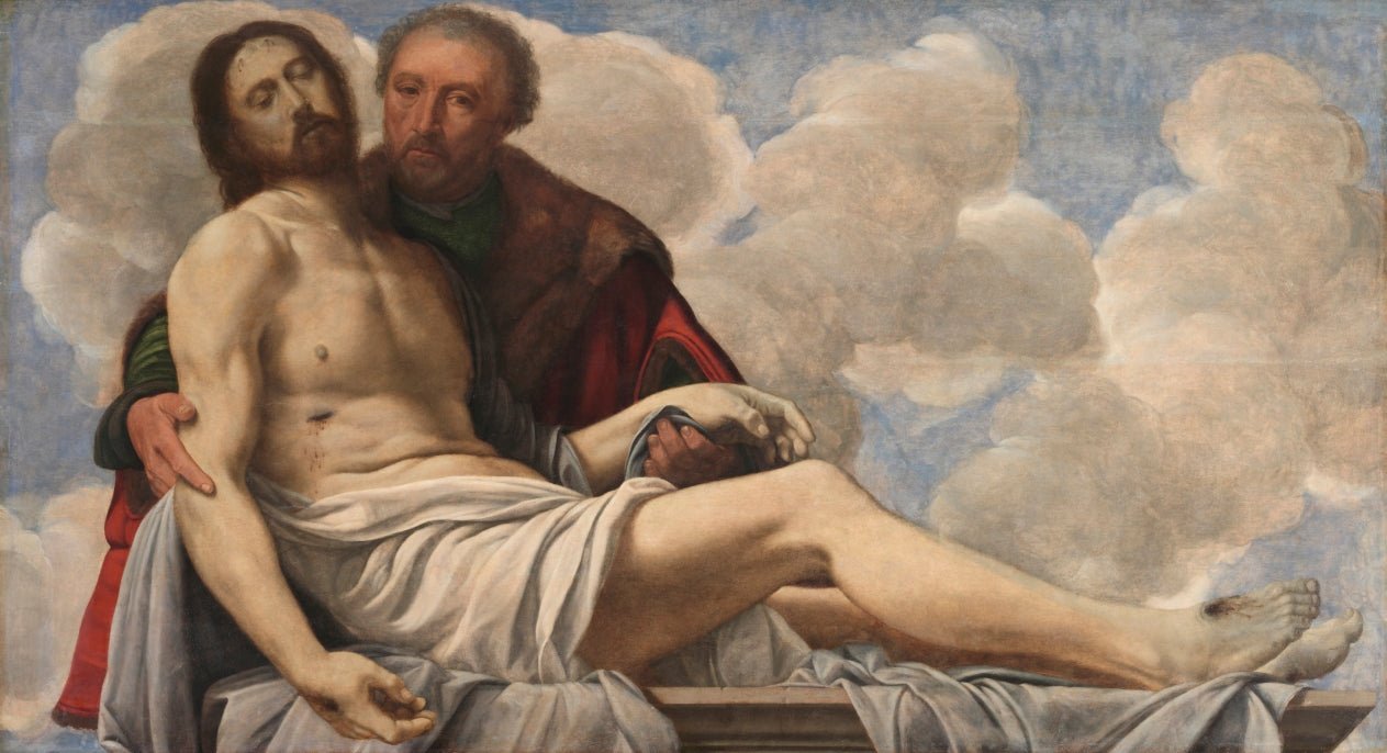 Christ with Joseph of Arimathea, vintage artwork by Giovanni Girolamo Savoldo, A3 (16x12") Poster Print
