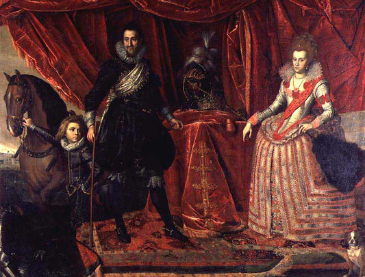 Christian IV of Denmark and his first wife Anne Catherine of Brandenburg, vintage artwork by Pieter Isaacsz, 12x8" (A4) Poster