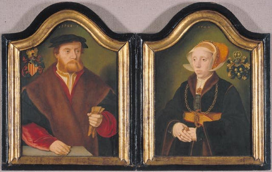 Christian von Conersheim and his Wife Elisabeth von Brauweiler, vintage artwork by Bartholomäeus Bruyn the Elder, A3 (16x12") Poster Print