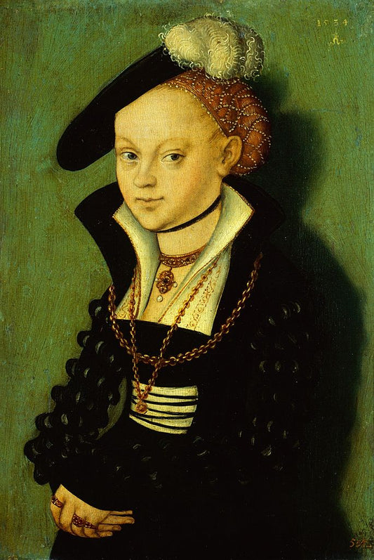 Christiane von Eulenau, vintage artwork by Lucas Cranach the Younger, A3 (16x12") Poster Print