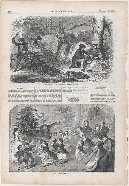 Christmas – Gathering Evergreens  December 25, 1858-Winslow Ho, vintage art, A3 (16x12") Poster Print