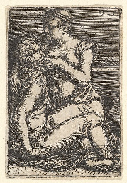 Cimon and Pero mid-17th cent-Barthel Beham , vintage art, A3 (16x12") Poster Print