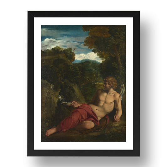 Circle of Annibale Carracci: Saint John the Baptist seated in the Wilderness, Poster in 17x13"(A3) Frame