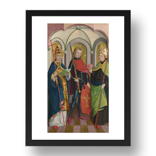 Circle of Master of Liesborn: Saints Gregory, Maurice and Augustine, Poster in 17x13"(A3) Frame