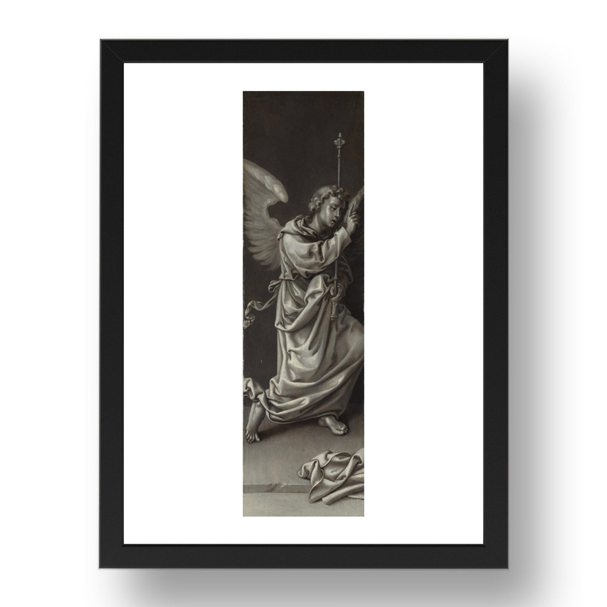 Circle of Pieter Coecke van Aalst: The Archangel Gabriel: Reverse of Left Hand Shutter, Poster in 17x13"(A3) Frame