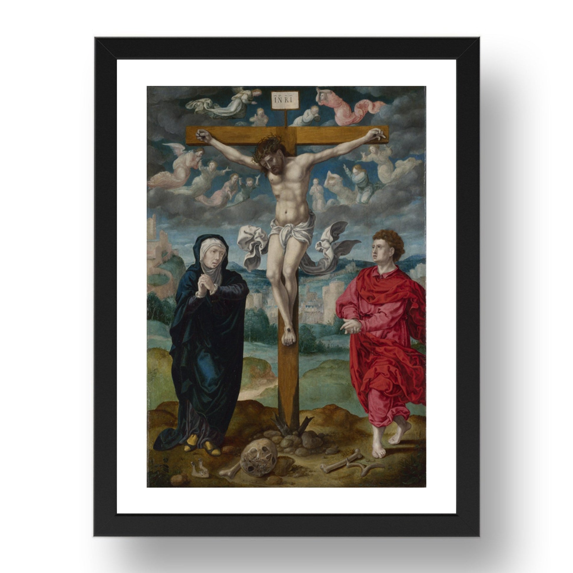 Circle of Pieter Coecke van Aalst: The Crucifixion: Central Panel, Poster in 17x13"(A3) Frame