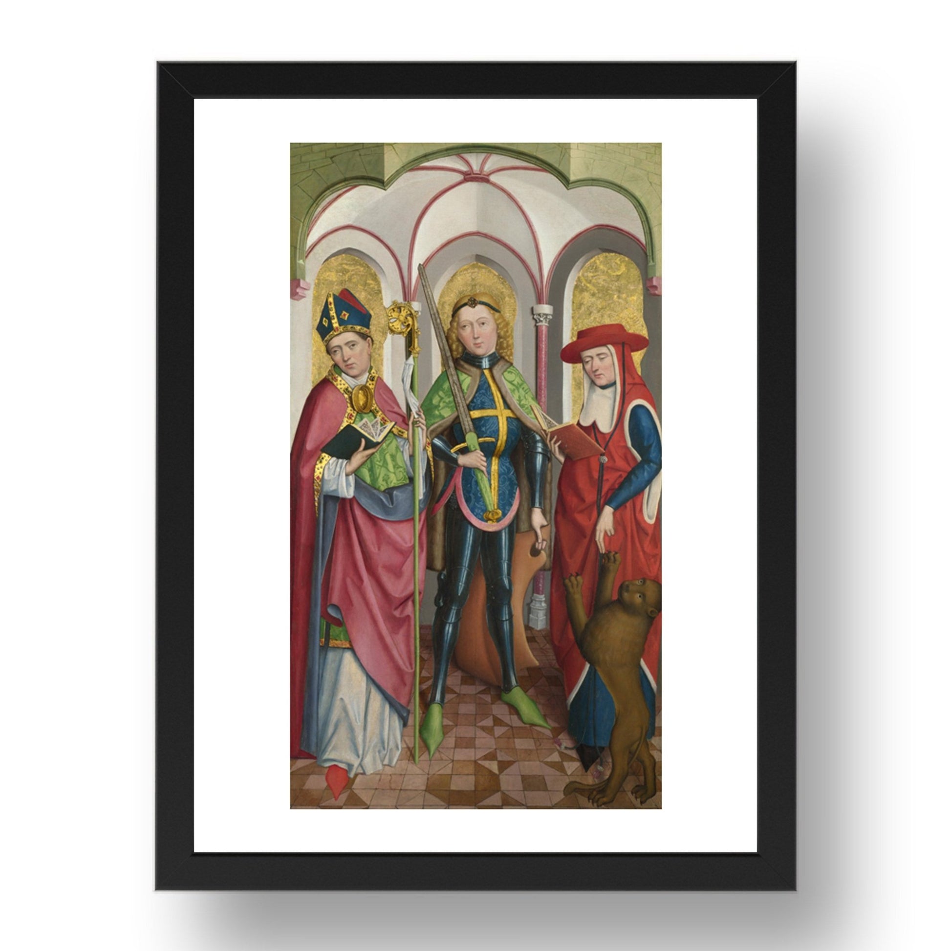 Circle of the Master of Liesborn: Saints Ambrose, Exuperius and Jerome, Poster in 17x13"(A3) Frame