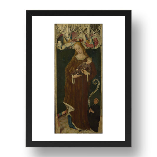 Circle of the Master of Liesborn: The Virgin and Child with a Donor, Poster in 17x13"(A3) Frame