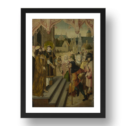 Circle of the Master of the Saint Ursula Legend (Cologne): Saint Lawrence before the Prefect, Poster in 17x13"(A3) Frame