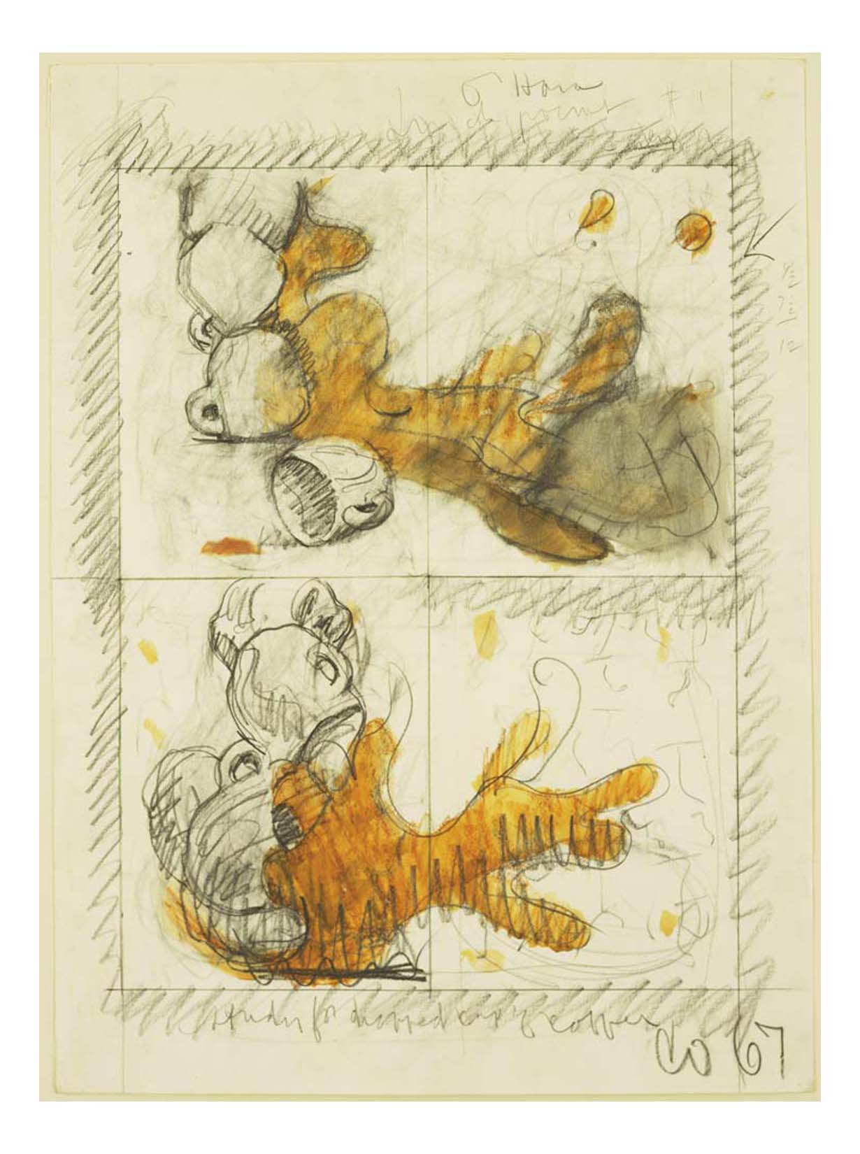 Claes Oldenburg - Dropped Cup of Coffee Preliminary study for Image of the Buddha Preaching by Frank O'Hara, 16x12" (A3) Poster Print