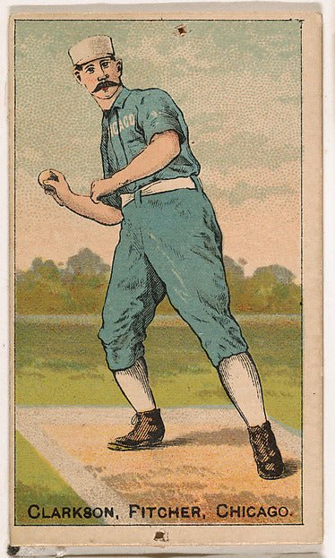 :Clarkson Pitcher Chicago from the Gold Coin series for Gold Coin Chewing Tobacco 1887, vintage artwork, 16x12"(A3) Poster Print
